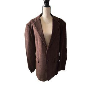 Michael Brandon Corduroy Brown Blazer 2 Button Cotton Lined Pockets Size XXL